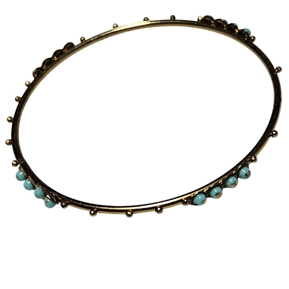 Elegant Gold Plated Bangle Bracelet Turquoise Colored Beads Fashion Jewelry